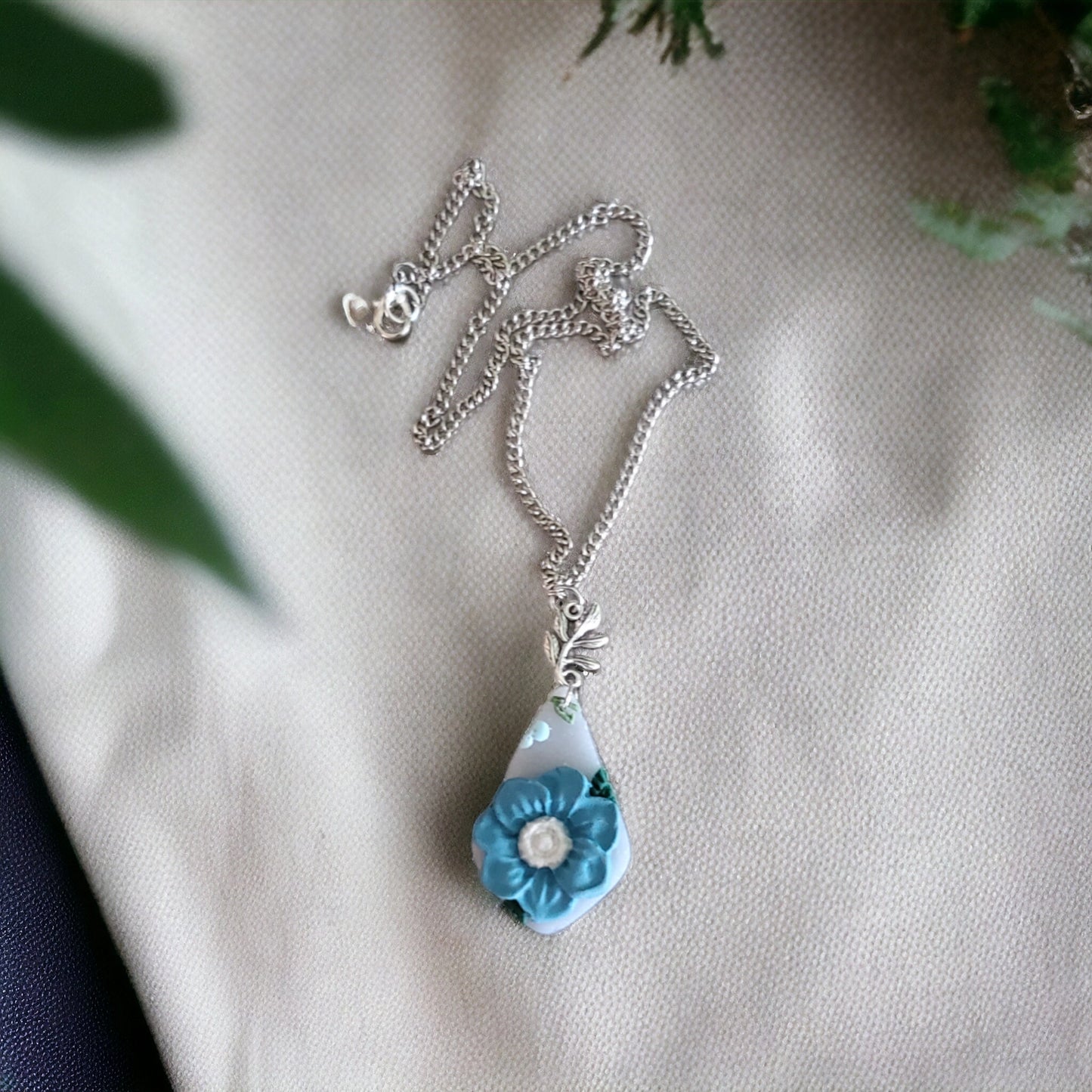 Blue Blooms Short Diamond Pendant