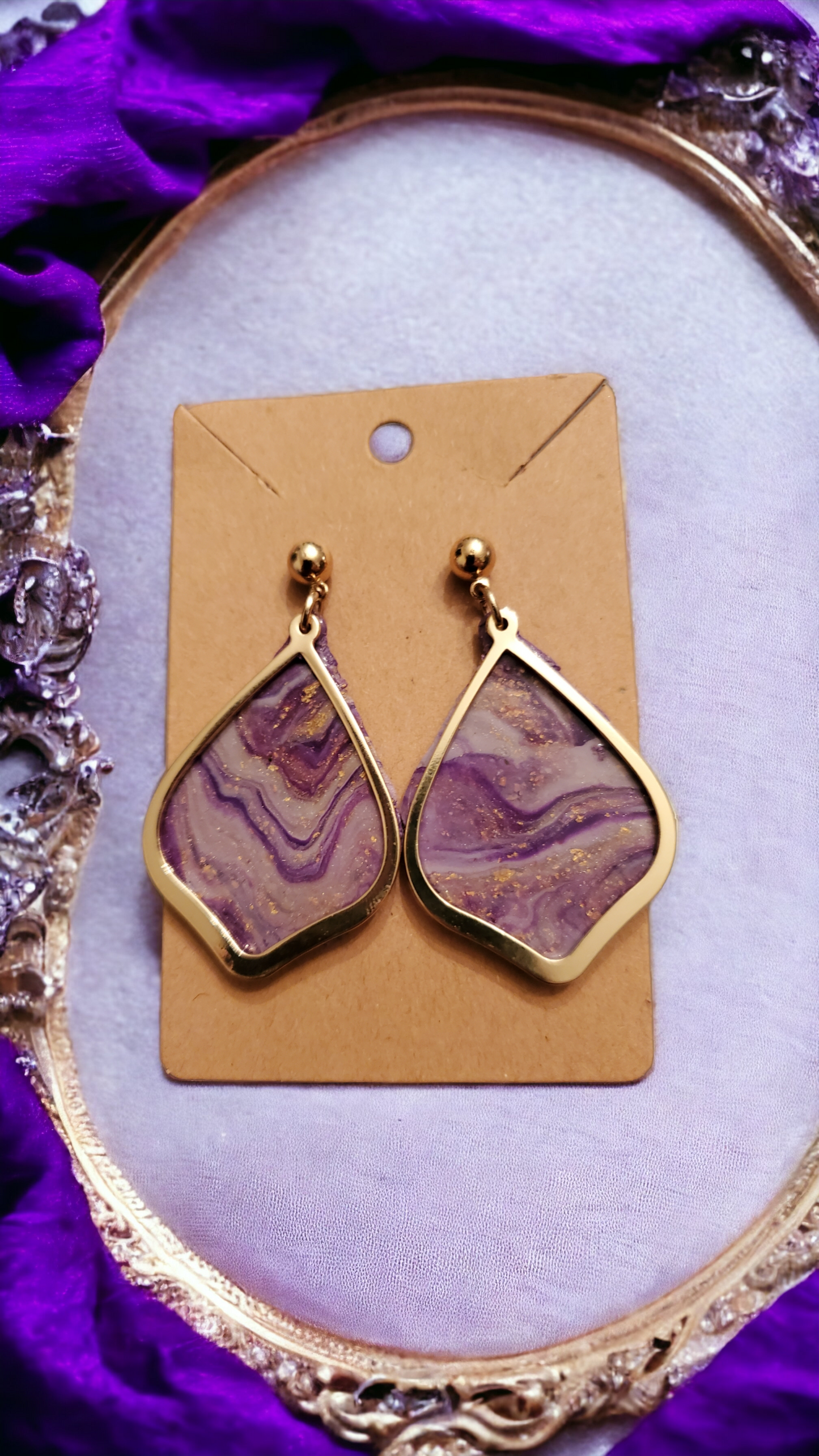 Violet Geode Wave Earrings