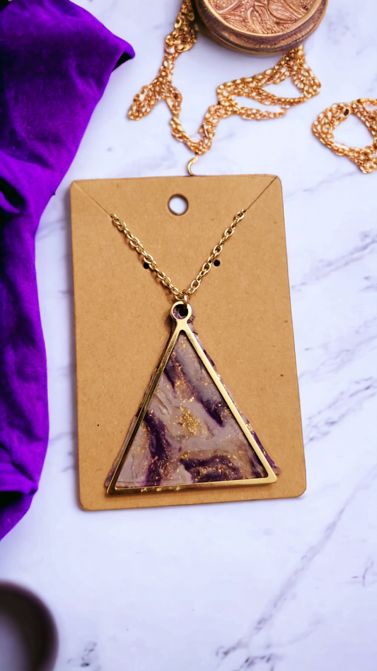 Violet Geode Triangle Pendant