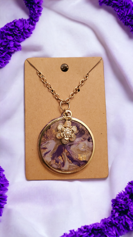 Violet Geode Round Pendant