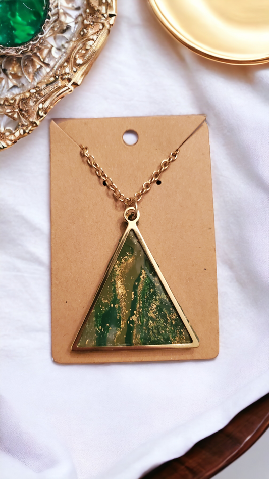 Emerald Geode Triangle Pendant